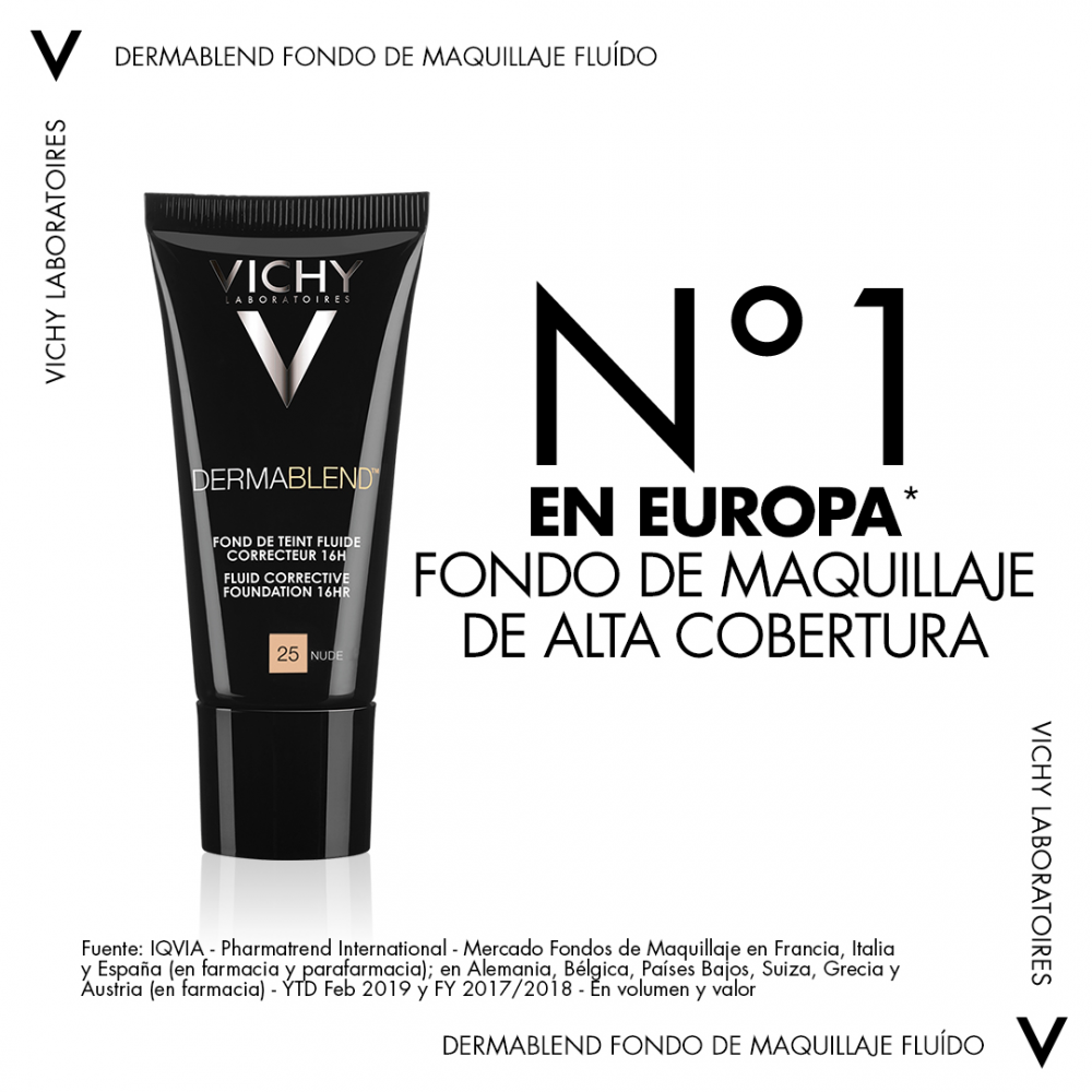 Vichy Dermablend Fondo De Maquillaje Fluido Alta Cobertura H Tono Nude