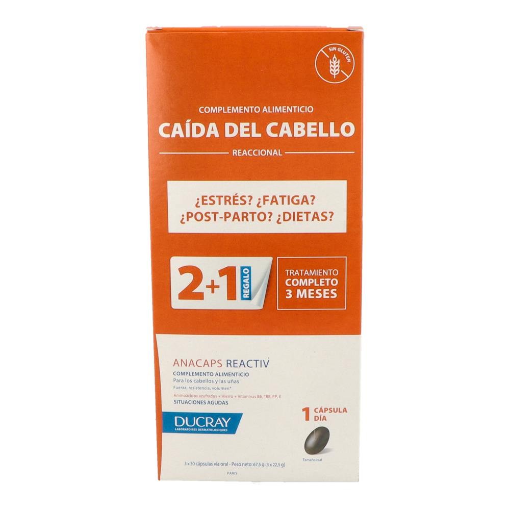 Ducray Anacaps Reactiv Cabello y Uñas Triplo 3x30 cápsulas