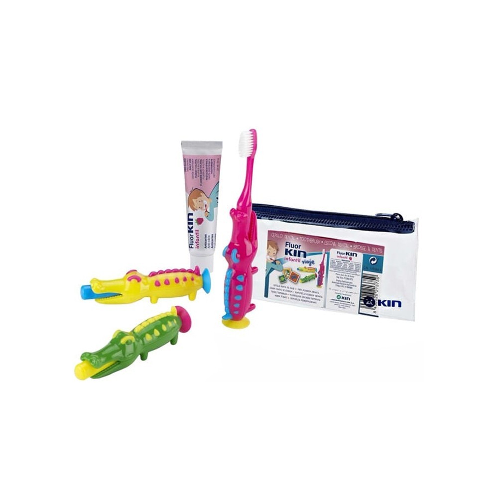 Kin Kit de Viaje Infantil incluye Cepillo Dental de Viaje + Pasta Fluorkin  Infantil 25 ml
