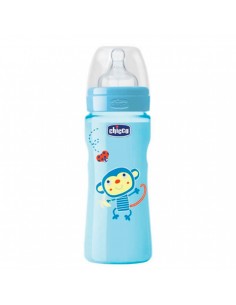 Chicco Biberon Pp Tetina Silicona Flujo Rapido 4M+ Azul 330 ml