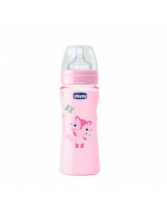 Chicco Biberon Pp Tetina Silicona Flujo Rapido 4M+ Rosa 330 ml