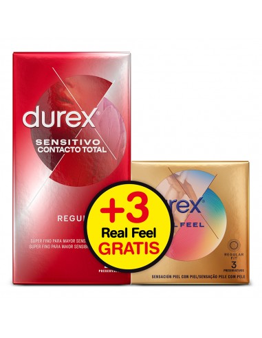 Durex Preservativos Contacto Total 12 unidades + 3 Preservativos Real Feel